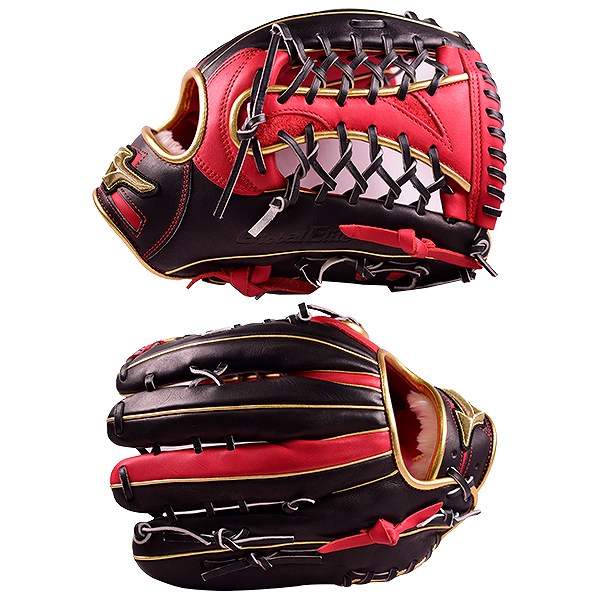 Mizuno Pro 軟式グローブ 黒/赤 左手用 Mizuno Pro 軟式グローブ 黒/赤