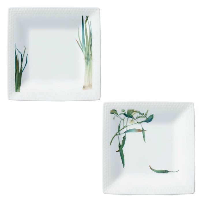 楽天市場】ノリタケ 京香旬彩 19cmスクエアプレートペア（九条葱・伏見