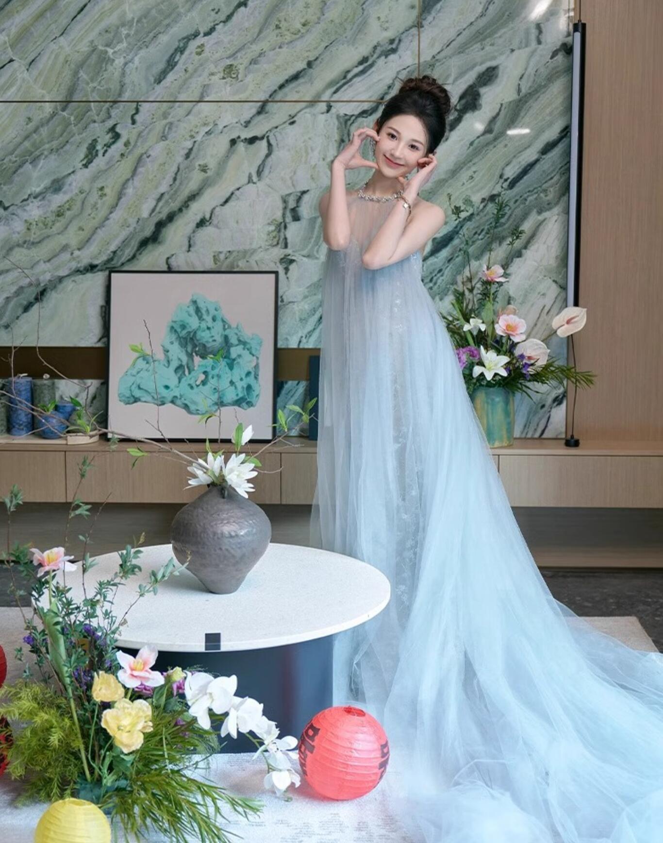 楽天市場】パーティー ドレス ブルー ロング丈 マキシ丈 カラードレス