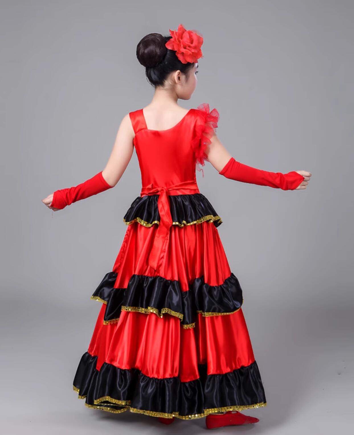 楽天市場】女の子 社交ダンス ワンピース フラメンコ ドレス 子供 舞台