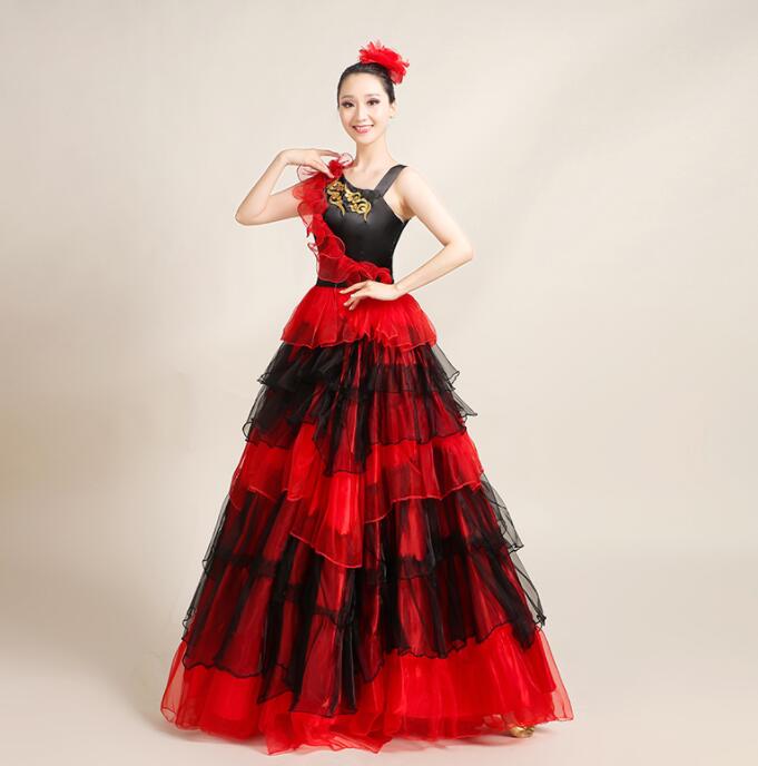 楽天市場】フラメンコワンピース 大きい裾 モダンドレス チュール