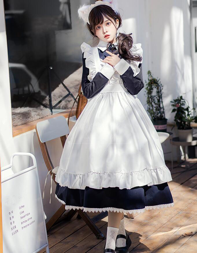 楽天市場】メイド服 長袖 ロング丈 メイドコス レディース 大人 メイド