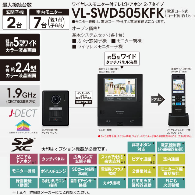 楽天市場】[VL-SWD505KFK] ワイヤレスモニター付テレビドアホン 2-7