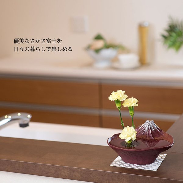 楽天市場】贈答 ギフト 水盤 富士山 さかさ富士 化粧箱入 剣山付 花瓶