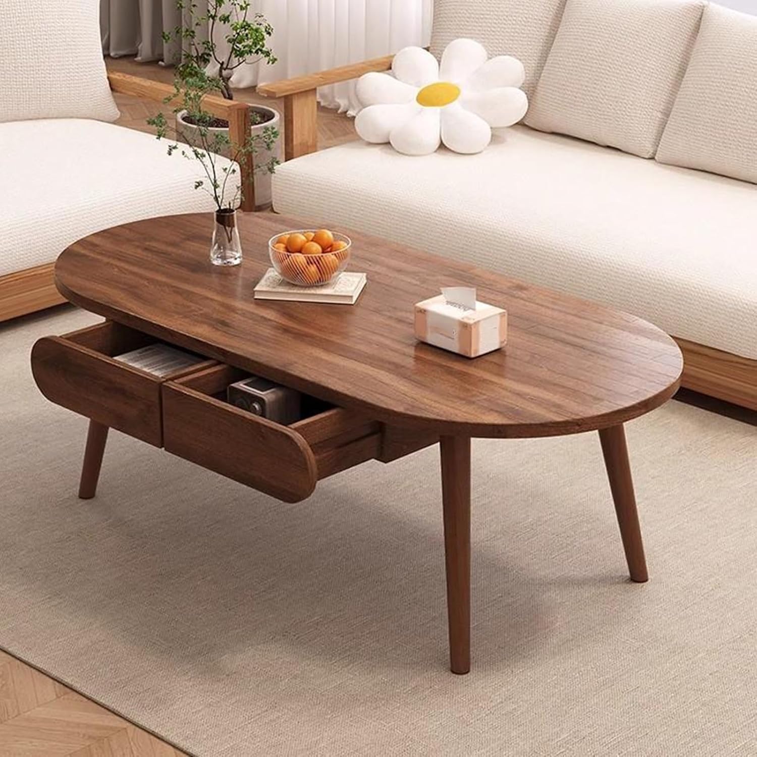 楽天市場】木製ローテーブル センターテーブル、引き出し2つ付き