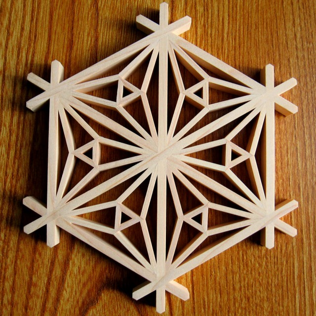 楽天市場】組子細工 完成品 kumiko assembled 変わり麻の葉 完成品 組