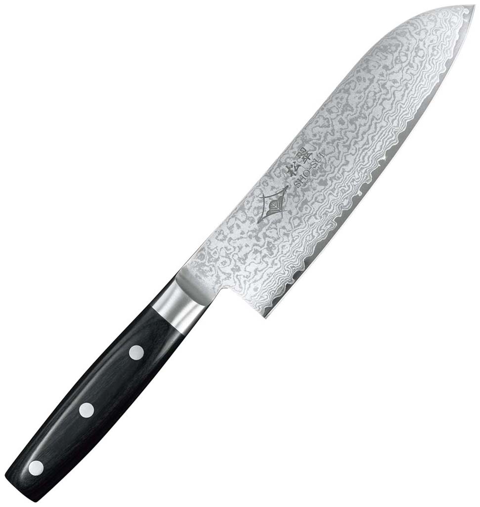 楽天市場】縞模様が美しいダマスカス包丁 松翠 (SHO-SUI) 三徳 18cm 69