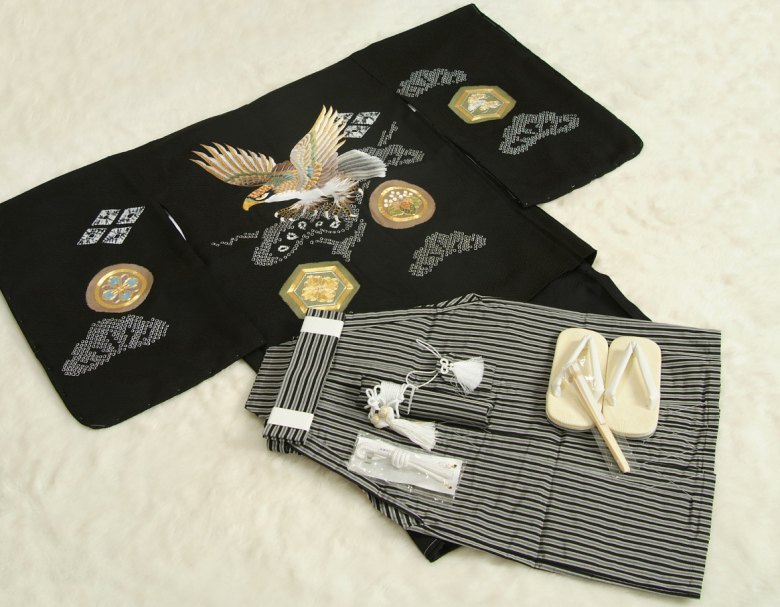 楽天市場】七五三 5歳 男の子 正絹 着物袴セット 総刺繍鷹柄正絹羽織