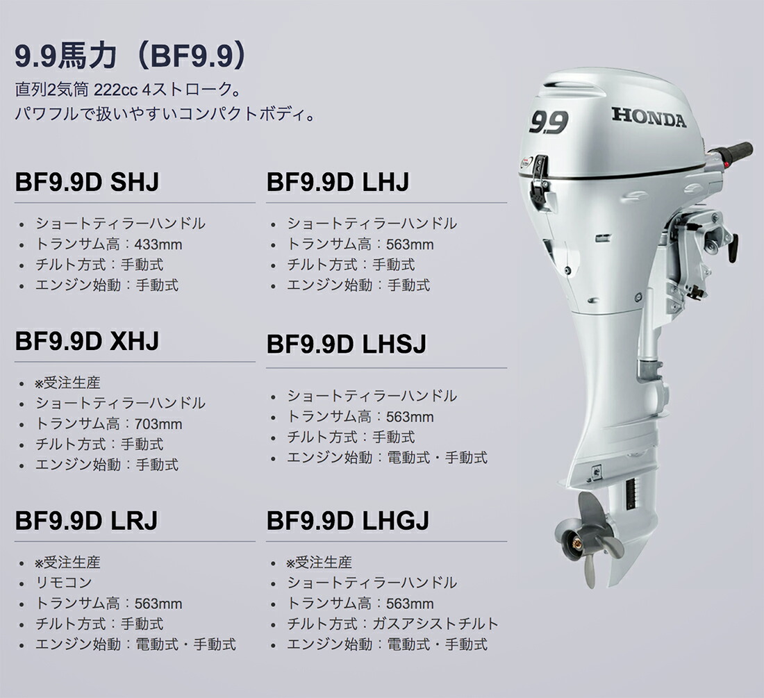 楽天市場】送料無料□ホンダ技研 9.9馬力船外機 BF9.9 LHSJ □ロング