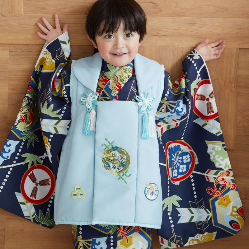 楽天市場】【レンタル】[七五三 着物 3歳]男の子「K097 水色龍×紺鎧兜