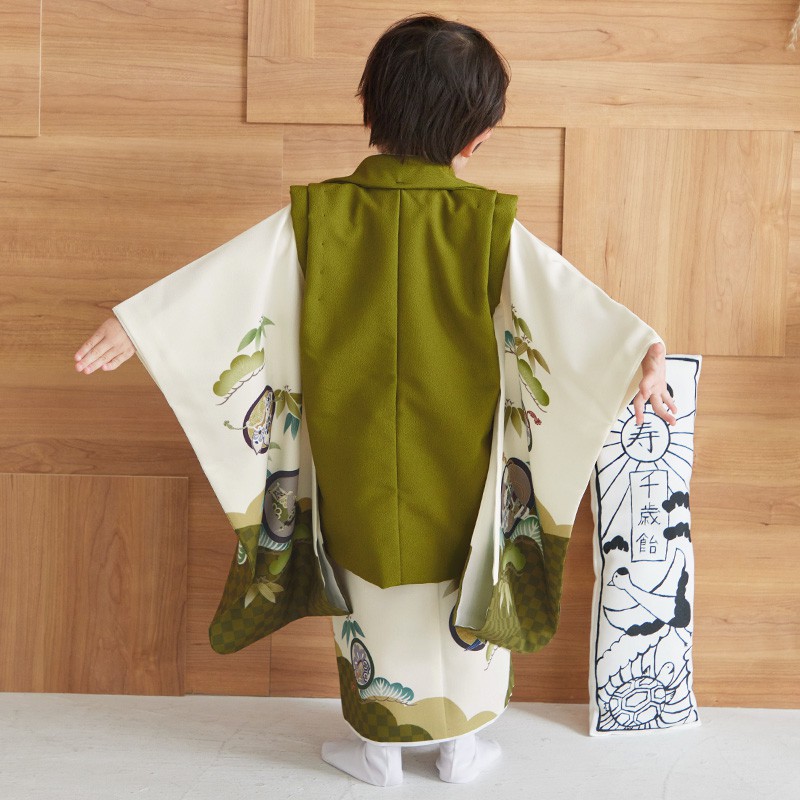 楽天市場】【レンタル】[七五三 着物 3歳]男の子「K179 抹茶兜×オフ