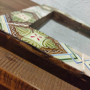 楽天市場】【送料無料】アンティークタイルミラー 正方形 ミラー 鏡