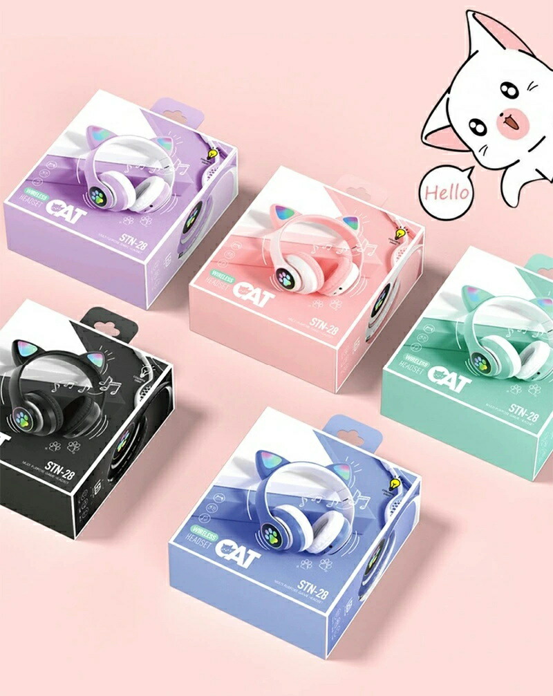 楽天市場】ワイヤレスイヤホン 猫耳ヘッドホン ねこみみヘッドフォン