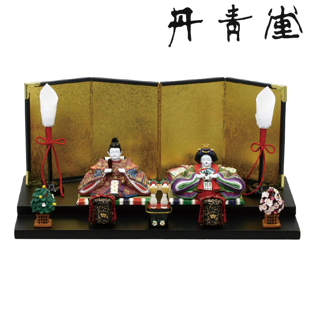 楽天市場】雛人形 ミニ ひな人形 2段飾り内裏雛彩寿 二段貝桶付