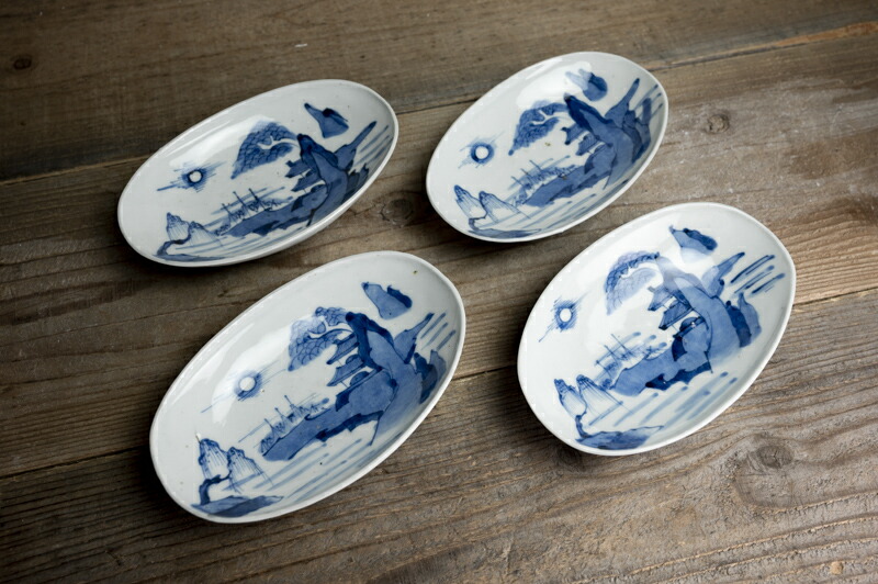 楽天市場】骨董○古伊万里山水図楕円長皿○ | 江戸中期-18世紀頃