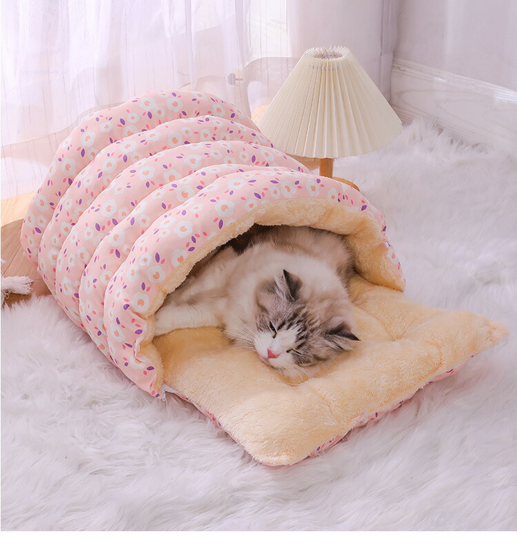 楽天市場】ペット寝袋 寒さ対策 猫寝袋 猫ふとん キャットハウス