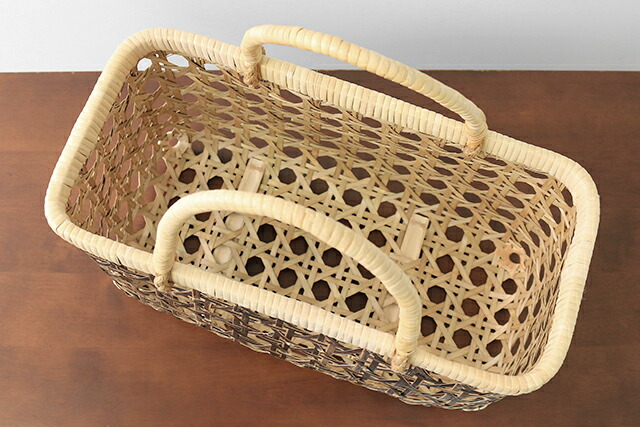 楽天市場】八つ目編み黒竹かご(ひご幅約5〜6mm/ふち・取手上質籐使用