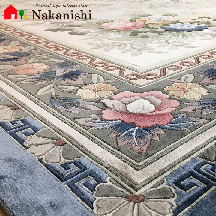 楽天市場】【中国段通 シルク 約3畳用 花に囲まれて】絨毯(じゅうたん