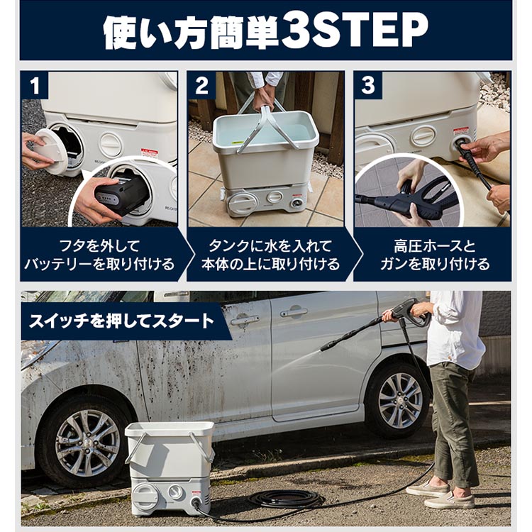 楽天市場】[最大500円OFF☆新生活フェア] 高圧洗浄機 充電式 10点