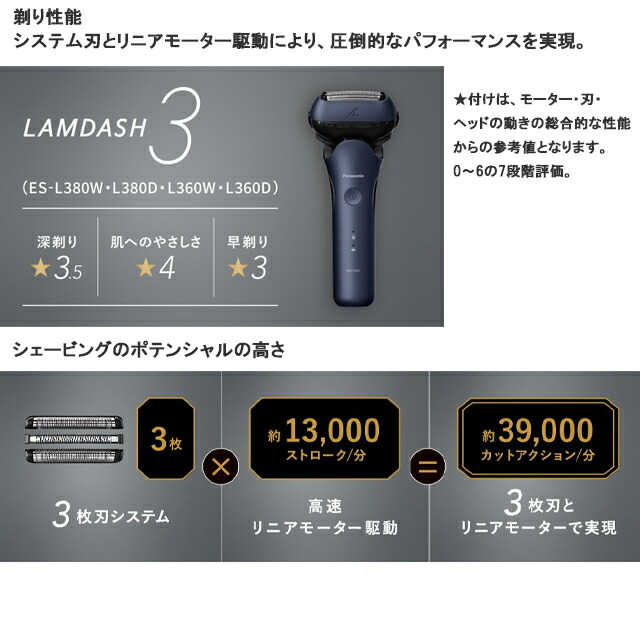 楽天市場】ラムダッシュ 3枚刃 ES-L360D 【メンズシェーバー 3枚刃