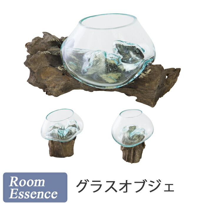 楽天市場】グラスオブジェ 置物 オブジェ エアプランツ 天然木 ガラス