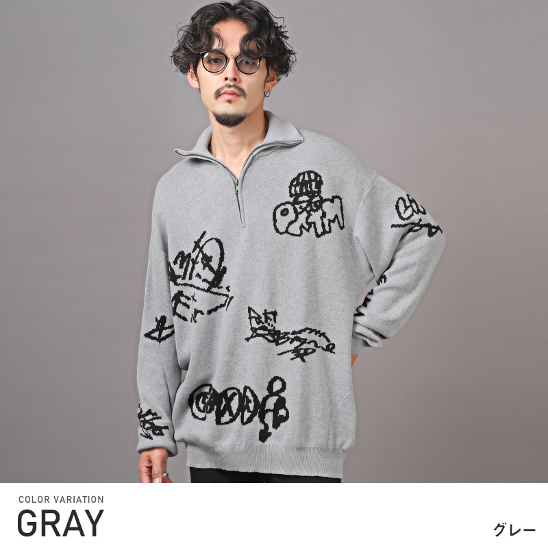 楽天市場】△送料無料△ ニット メンズ セーター ハーフジップ ロゴ