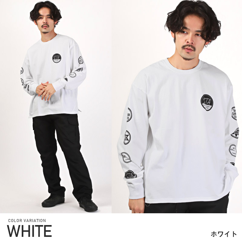 楽天市場】ロンT メンズ 長袖Tシャツ ワッペンロゴ プリント【TRAP/U