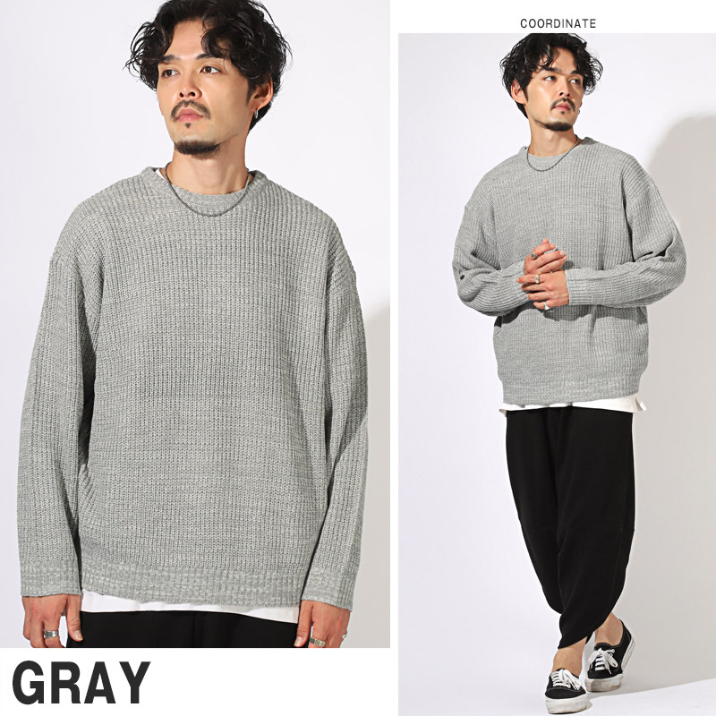 GOLF クルーネックリブ編みセーター メンズM トップイズム TopIsm