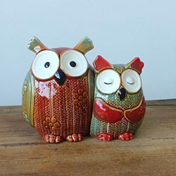 楽天市場】ふくろうオブジェ セット 梟 動物の置物 タイプ1 セラミック