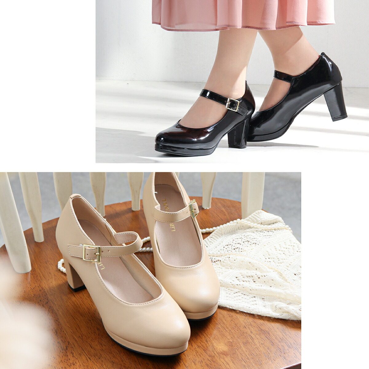 楽天市場】パンプス ストラップ 太ヒール 痛くない ハイヒール