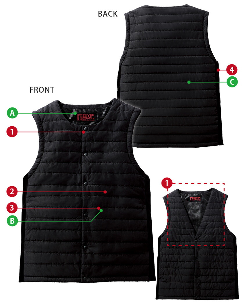 楽天市場】【P10倍】 FEVER GEAR 電熱インナーベスト FGA20010 自重堂