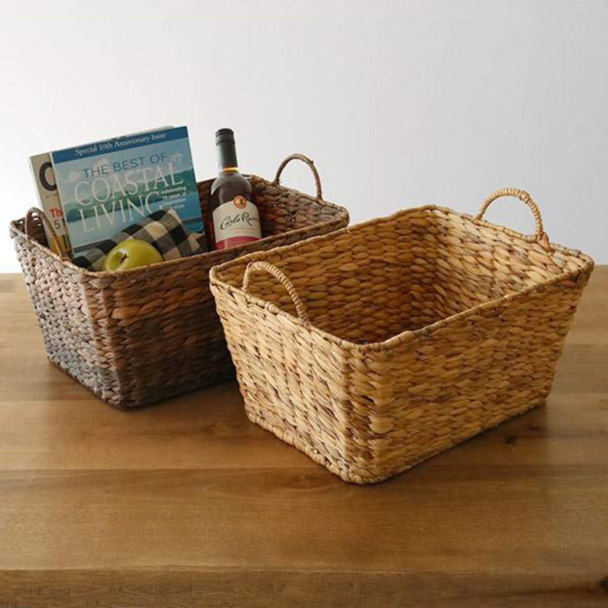 楽天市場】収納 バスケット 持ち手付き 約 幅40×奥行29×高さ25cm 角型