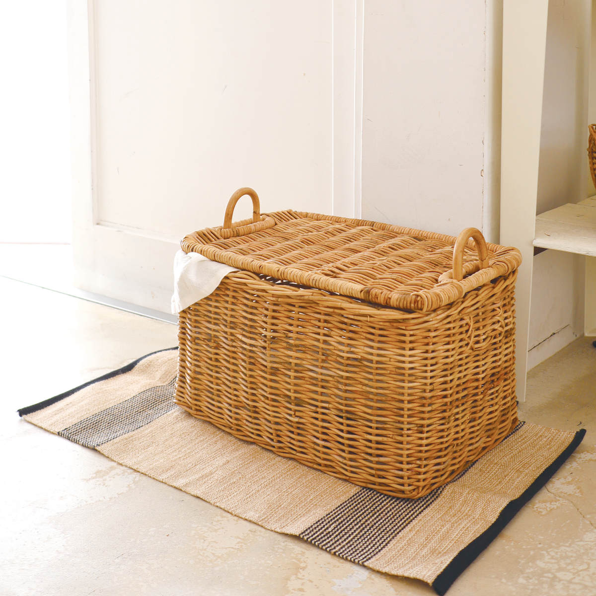 楽天市場】バスケット アラログ ストックバスケット ラタン （ かご