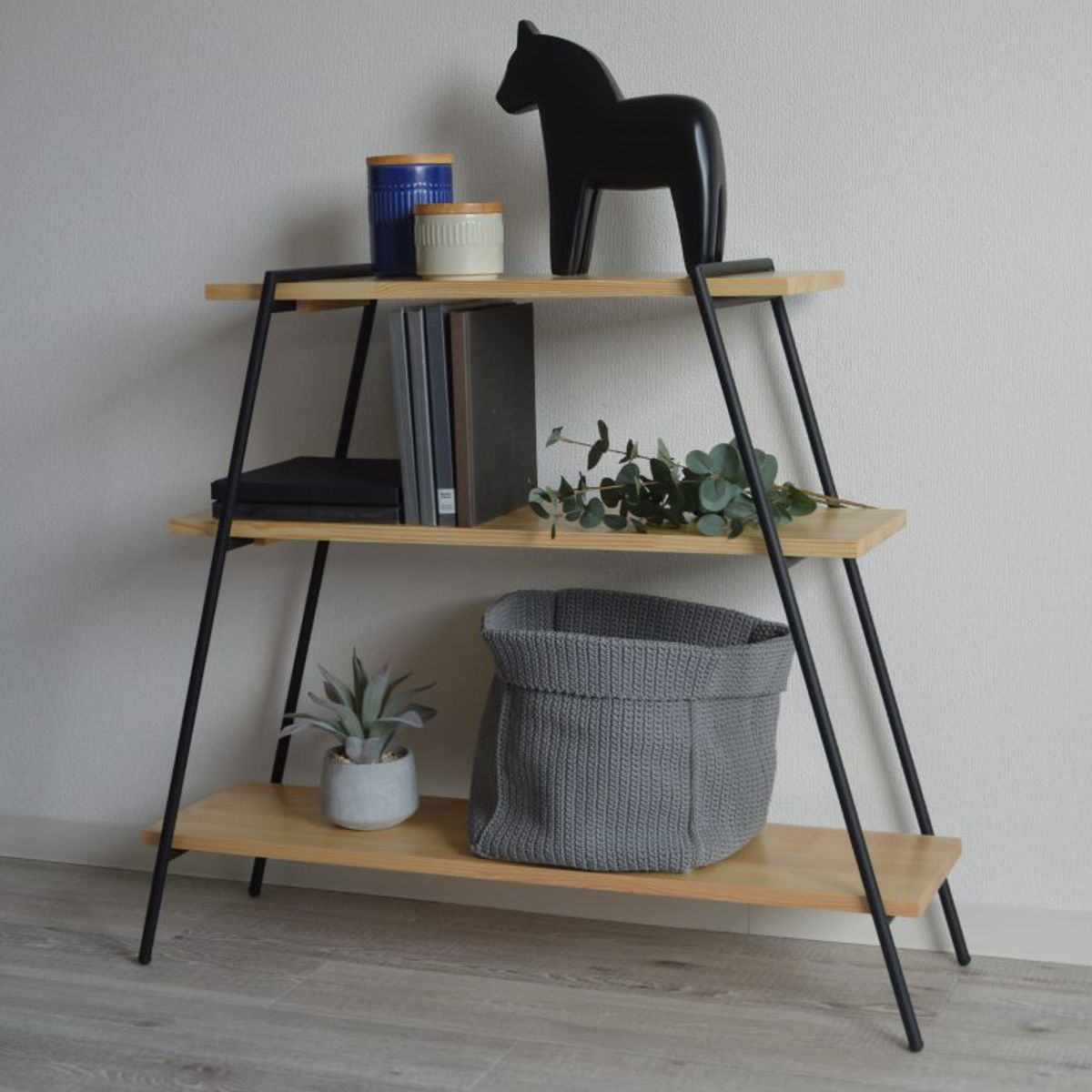 楽天市場】オープンラック 3段 天然木棚 アイアン脚 幅90cm （ 送料