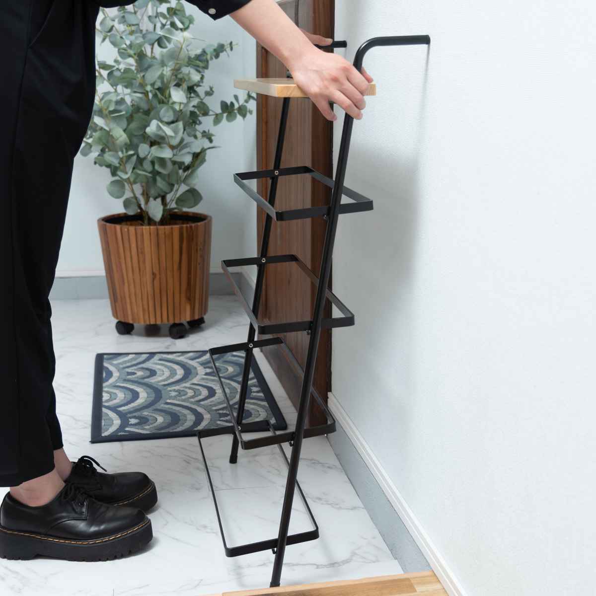 楽天市場】シューズラック 4段 スリム 組み立て品 スチール製