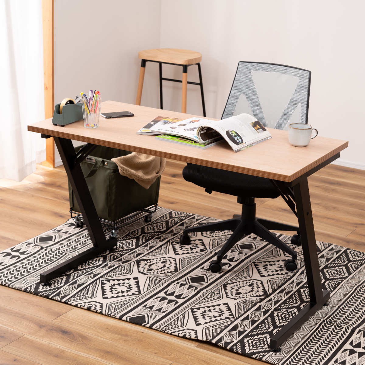 楽天市場】デスク 幅120cm アジャスター付き （ 木目調 おしゃれ