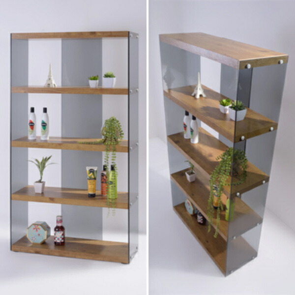 楽天市場】ディスプレイラック 幅83cm 4段 ガラス 木天板 （ 収納