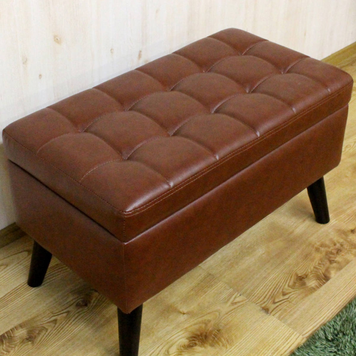 楽天市場】スツール 収納付き 幅75cm 高さ45cm レザー調 （ 送料無料