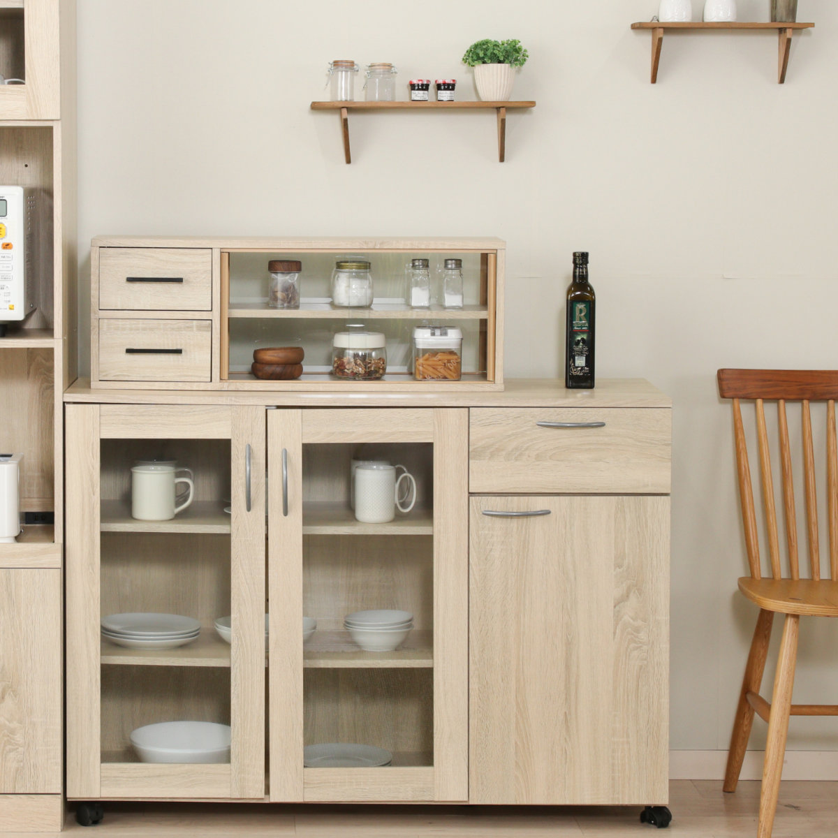 楽天市場】カウンター上 収納ラック 幅80cm オープンキッチン 可動棚