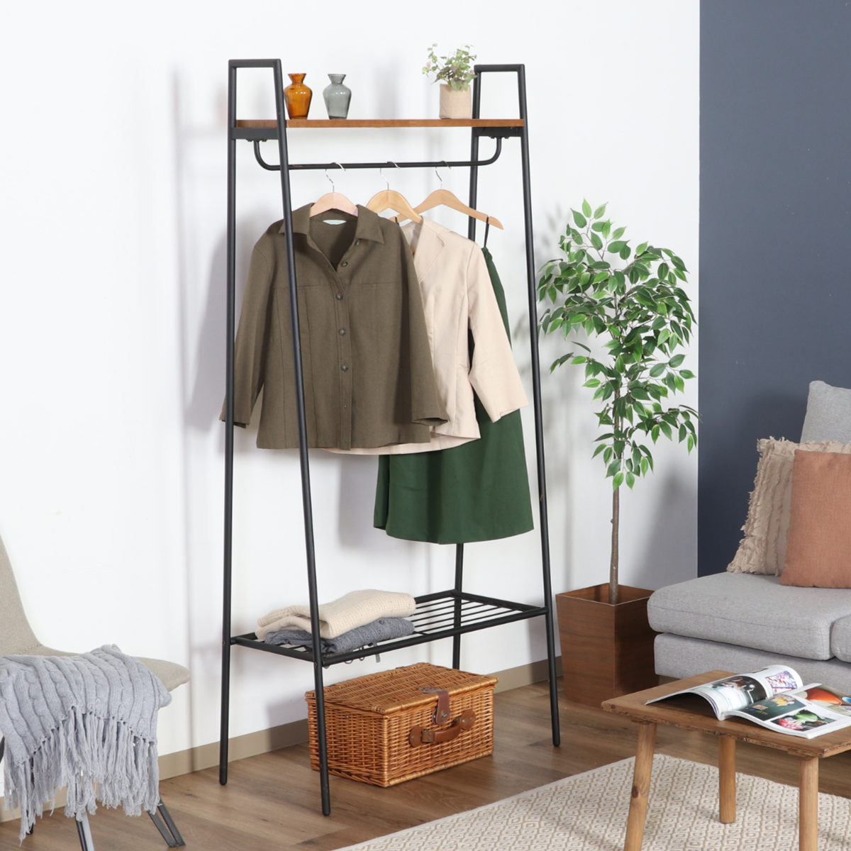 楽天市場】ハンガーラック 幅80cm スチール製 ブルックリンスタイル