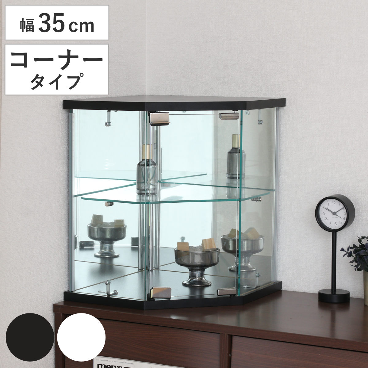 楽天市場】LED照明＆引き出し付き ガラスディスプレイキャビネット｜鍵
