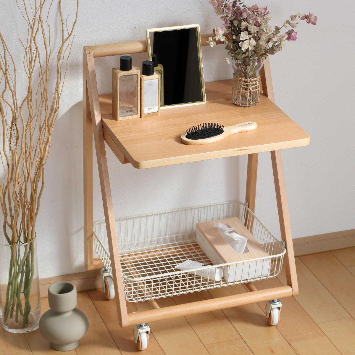 楽天市場】サイドテーブル キャスター付 テーブルワゴン 高さ70cm リヴ