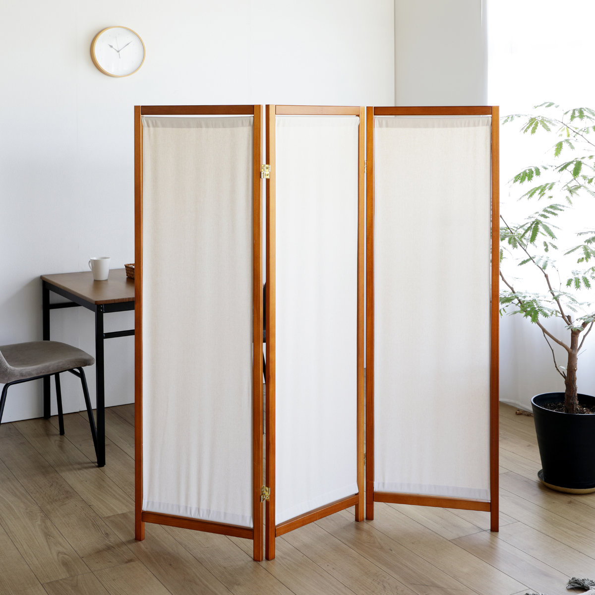 楽天市場】衝立 3連 高さ150cm 帆布 和風 天然木 完成品