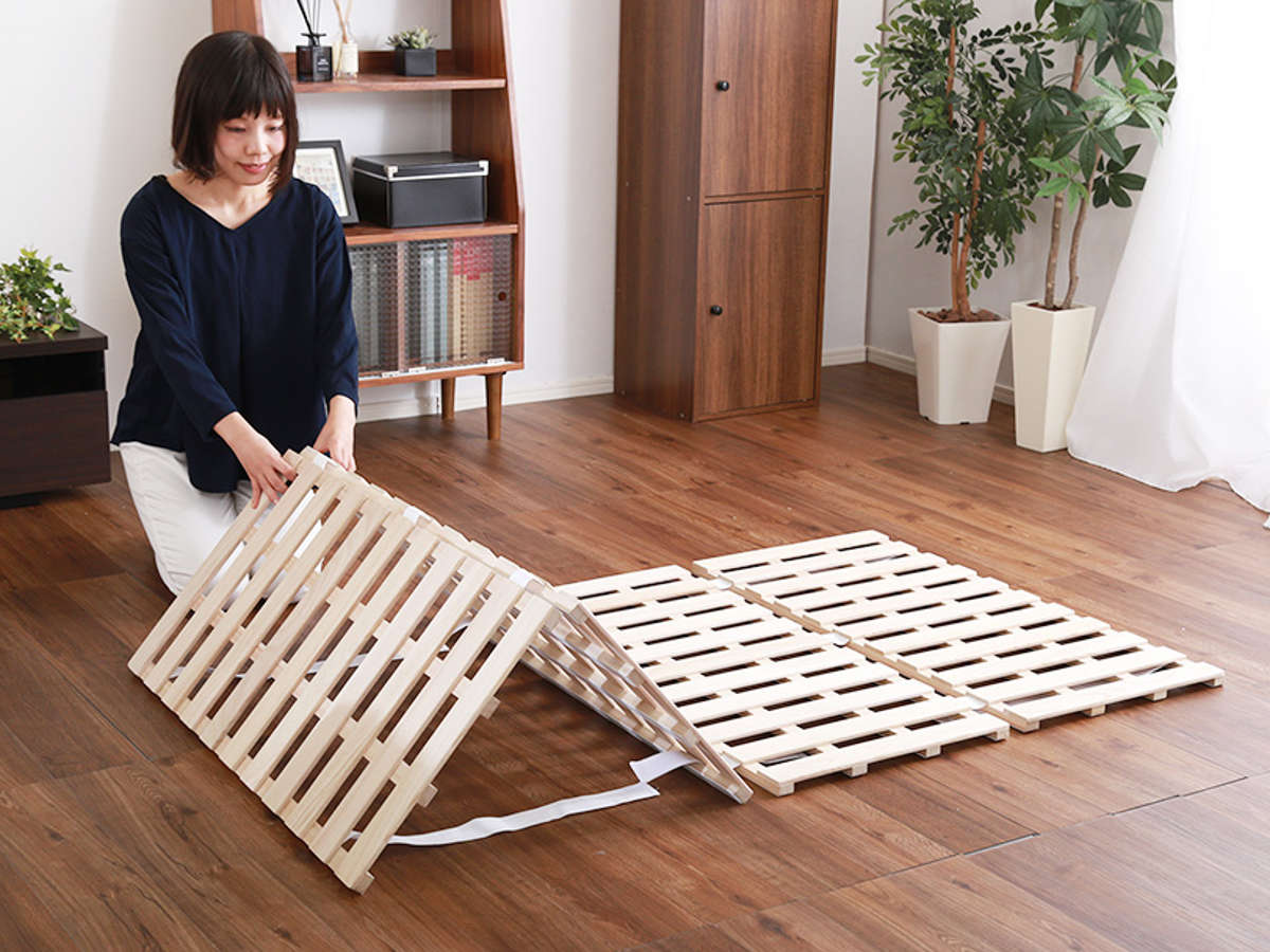 楽天市場】すのこベッド ダブル 4つ折り式 桐 桐すのこ ダブルサイズ