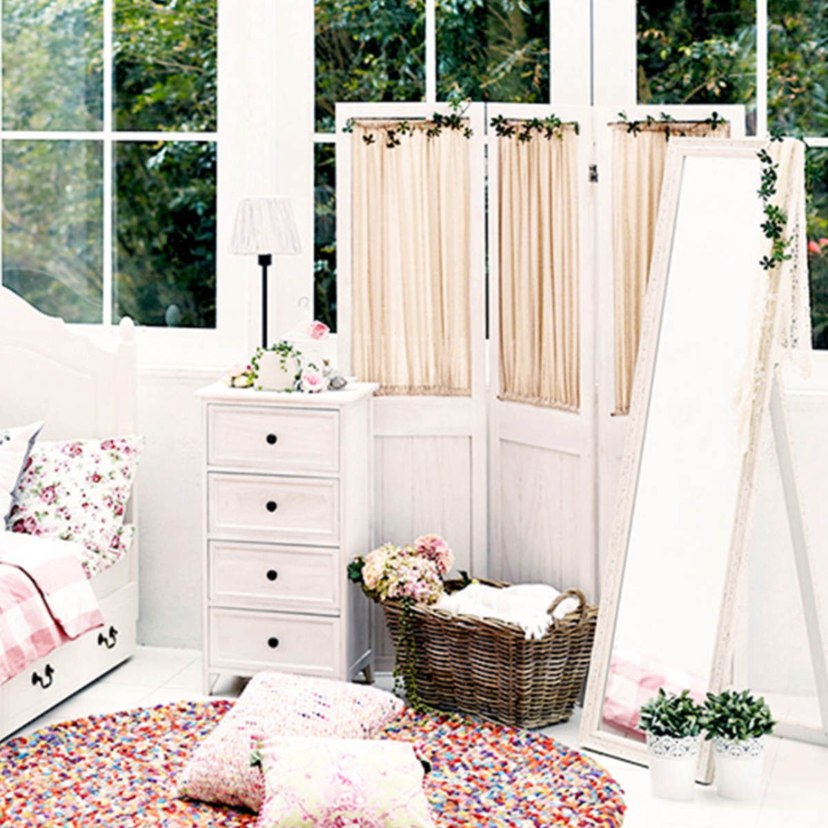 楽天市場】パーテーション 3連 衝立 カーテン付 天然木 フレンチ