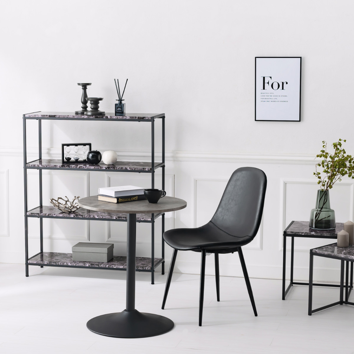 楽天市場】オープンラック 4段 大理石調天板 スチールフレーム 幅90cm