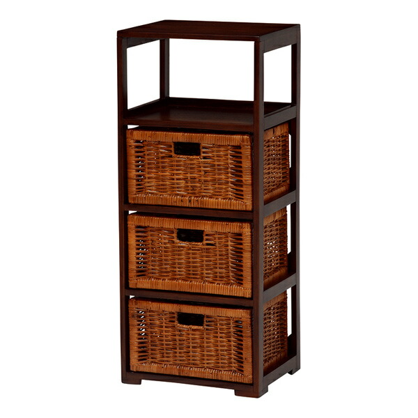楽天市場】ランドリーチェスト 4段 籐カゴ付 マホガニー材 アジアン