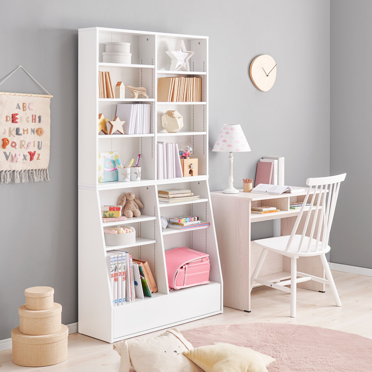 楽天市場】1cmピッチ可動 本棚 幅90cm ハイタイプ 可動棚10枚 引出し付