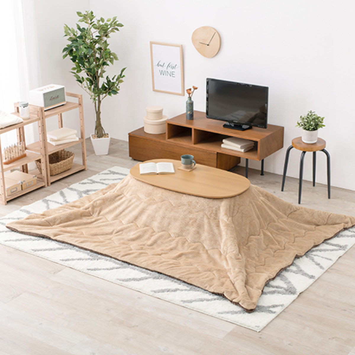 楽天市場】こたつ2点セット テーブル ホワイトウォッシュ 折りたたみ