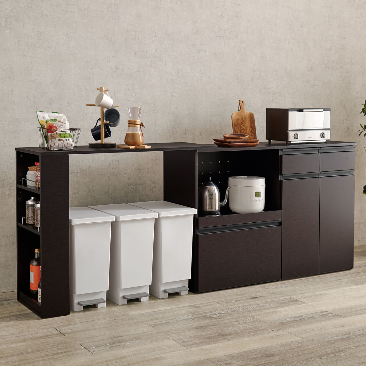 楽天市場】伸縮式 キッチンカウンター 幅133-207cm 収納庫タイプ